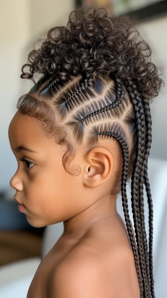 19. Cornrows with Natural Hair Out
