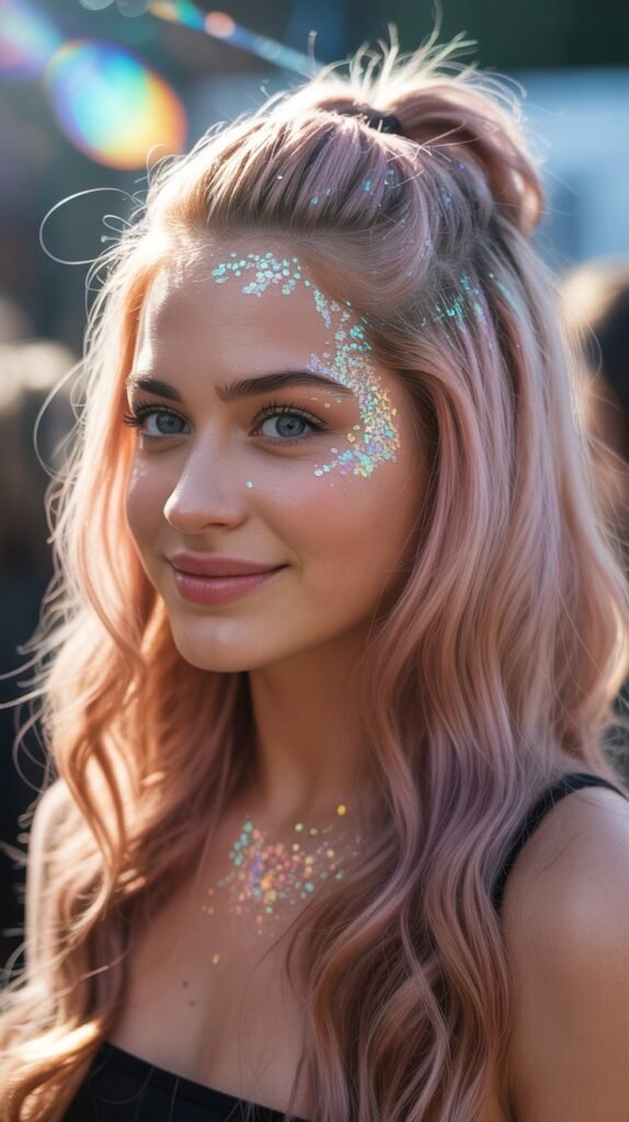 28. Half-Up with Glitter Roots