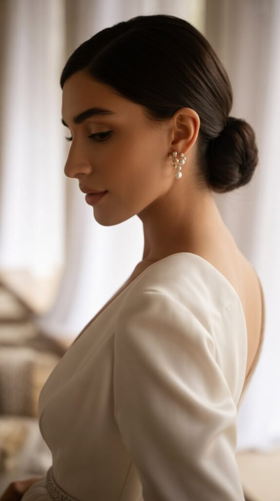 5. Sleek Low Bun for Bob Length