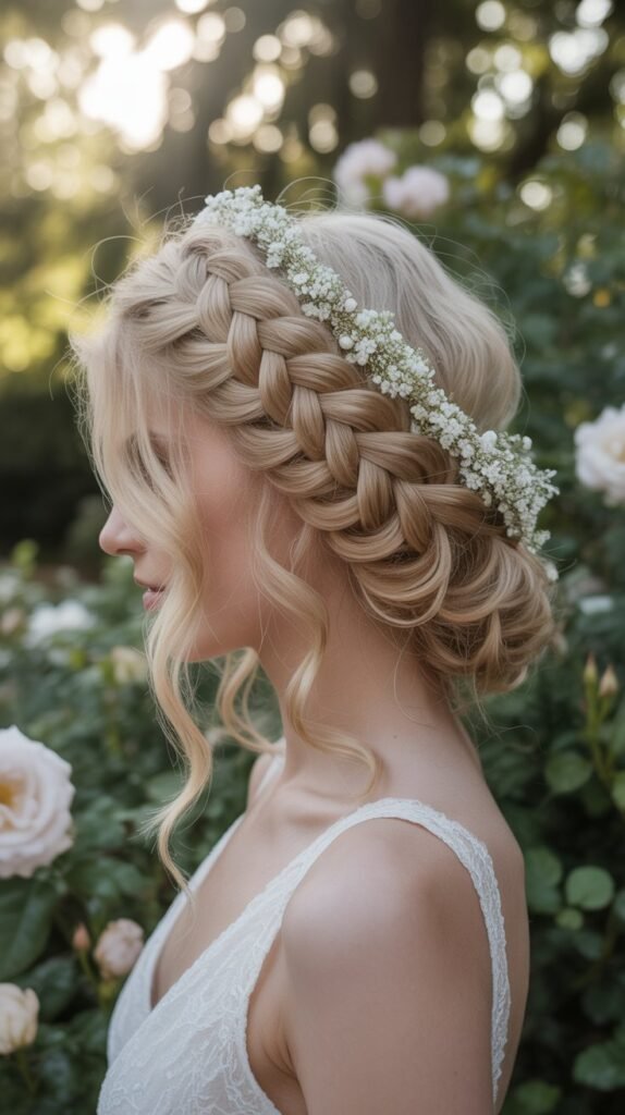 2. Braided Crown Half-Up Design