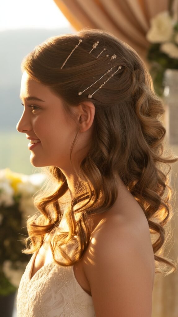 1. Classic Half-Up with Soft Curls