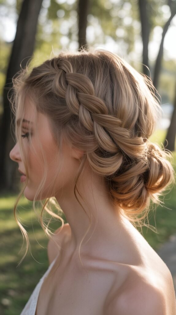 5. Waterfall Braid into Low Bun