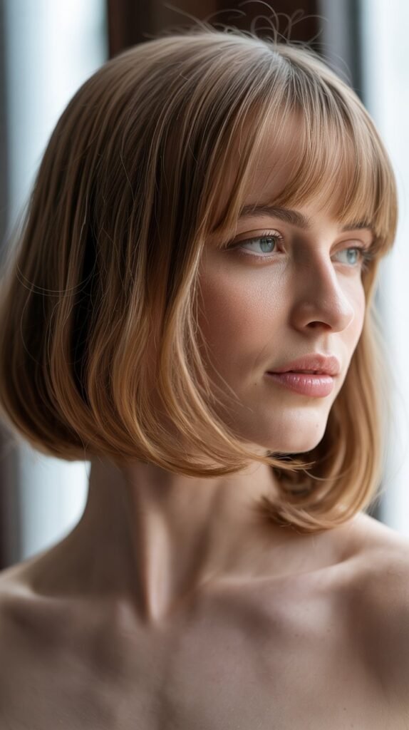 9. Long Bob with Side-Swept Bangs