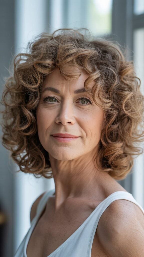 11. Curly Long Bob with Curly Bangs