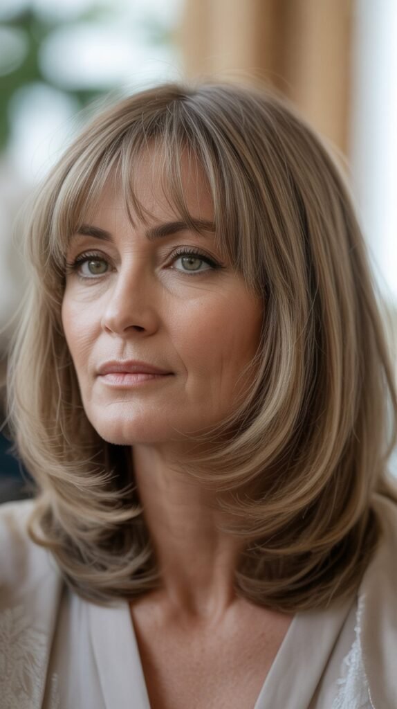 21. Long Bob with Face-Framing Layers and See-Through Bangs