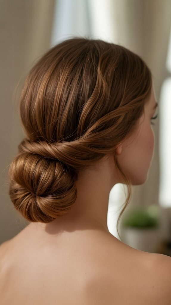 25. Half-Up with Low Twisted Bun