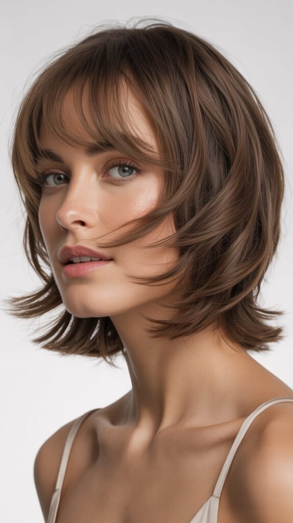 1. Classic Shaggy Choppy Bob with Bangs