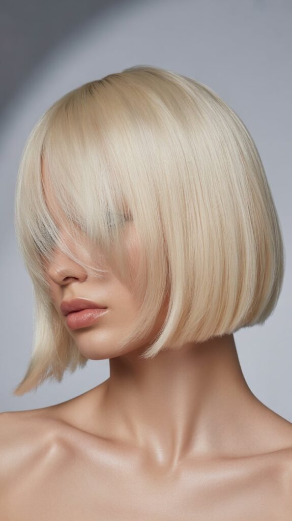 The Sleek Platinum French Bob