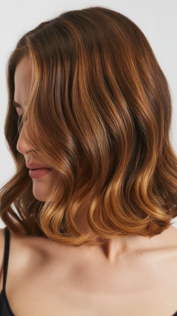 Long Bob with Soft Waves and Lowlights