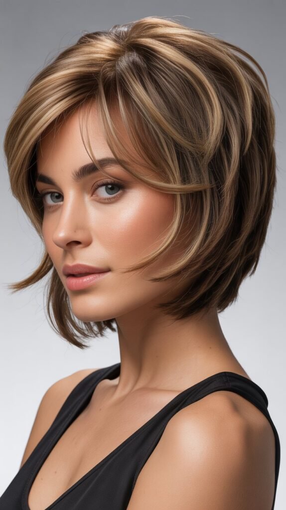 28. Choppy Bob with Layered Bangs