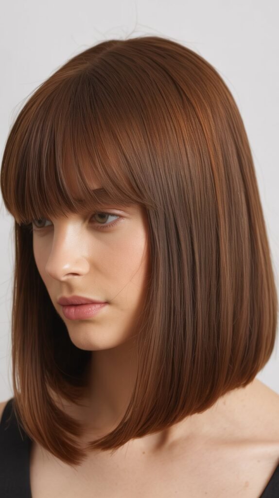 Straight Long Bob with Graduated Bangs