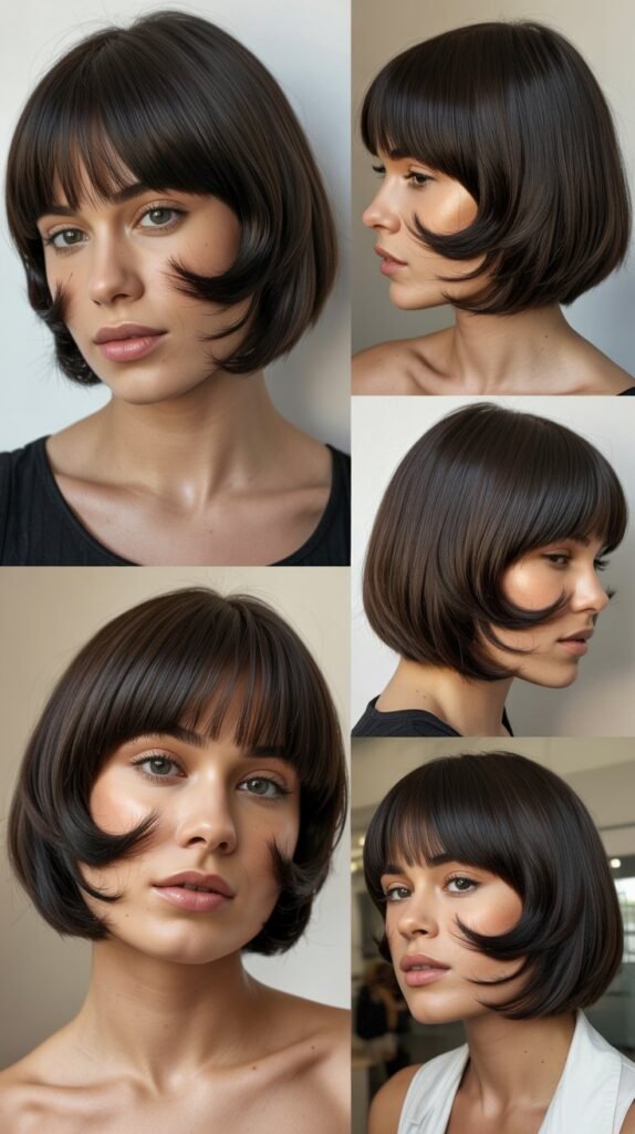 Sleek Lob with Arched Bangs