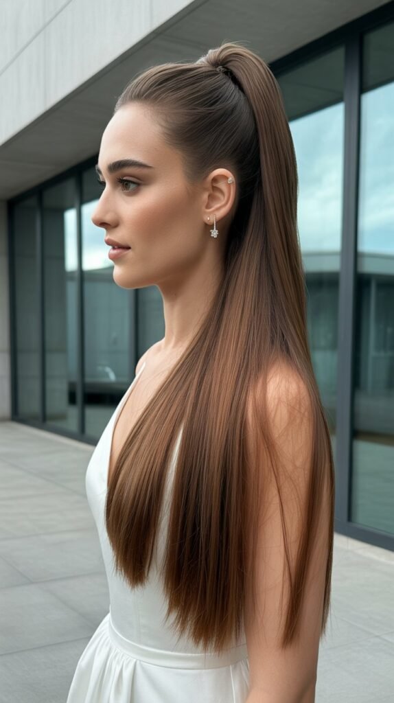 19. Sleek Ponytail Half-Up Hybrid