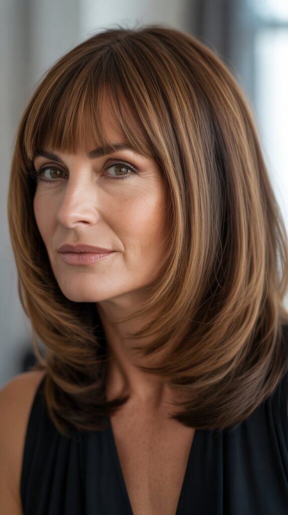 29. Long Bob with Dimensional Color and Lowlighted Bangs