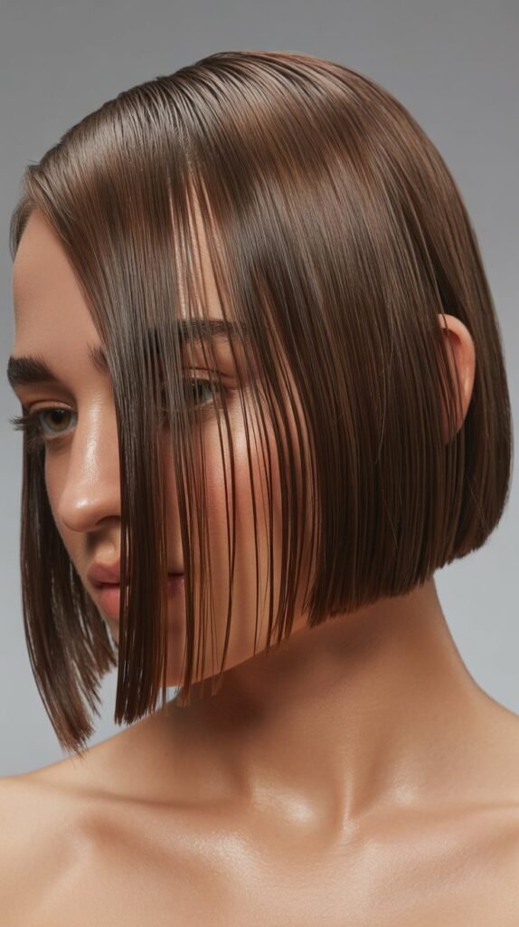  Long Bob with Slicked-Back Style