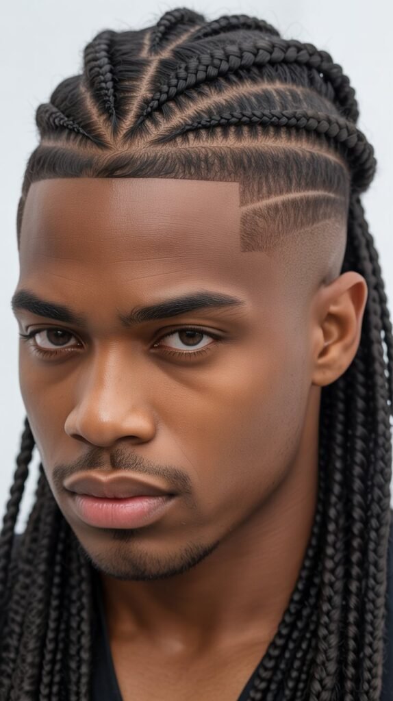 17. Low Taper Fade with Box Braids