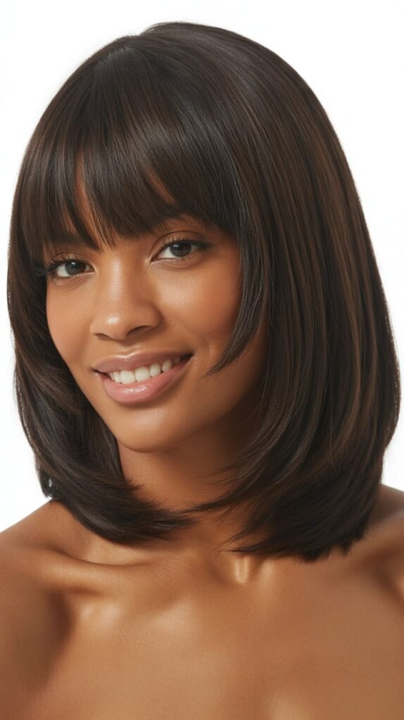 31. Long Bob with Face-Framing Bangs