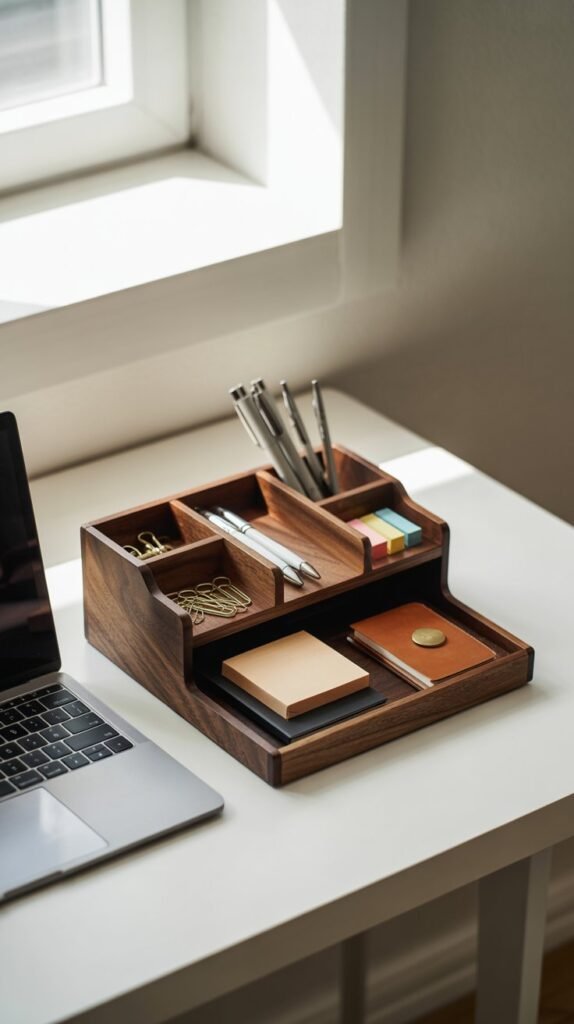 13. Wooden Desk Organizers