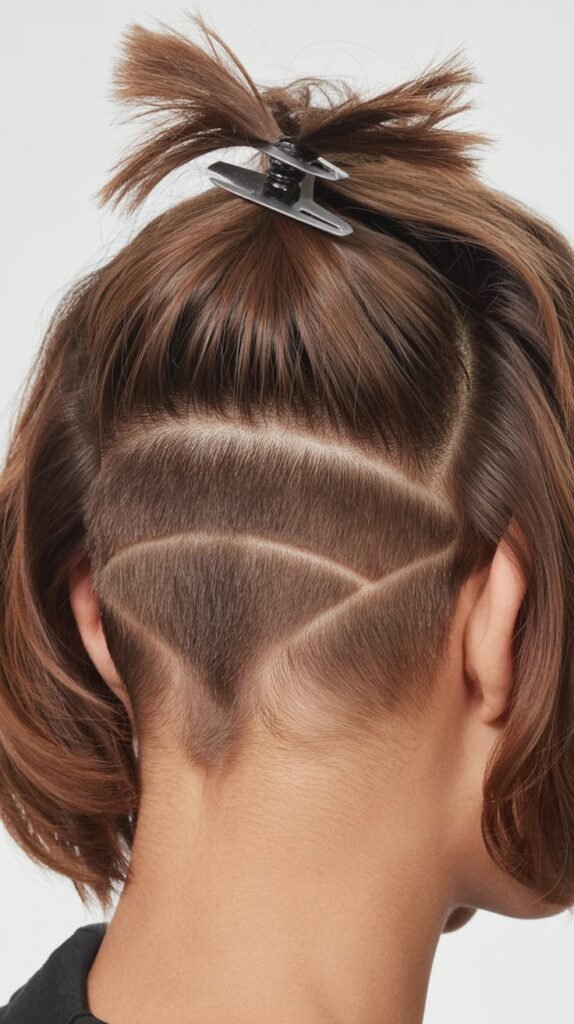 13. Brunette Choppy Bob with Undercut