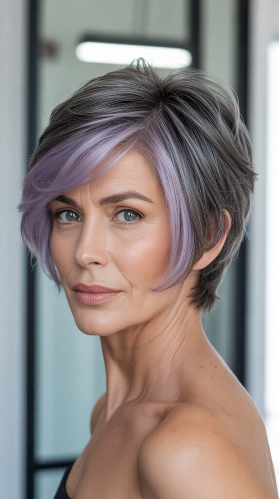 6. Smoky Lavender-Gray Lowlights