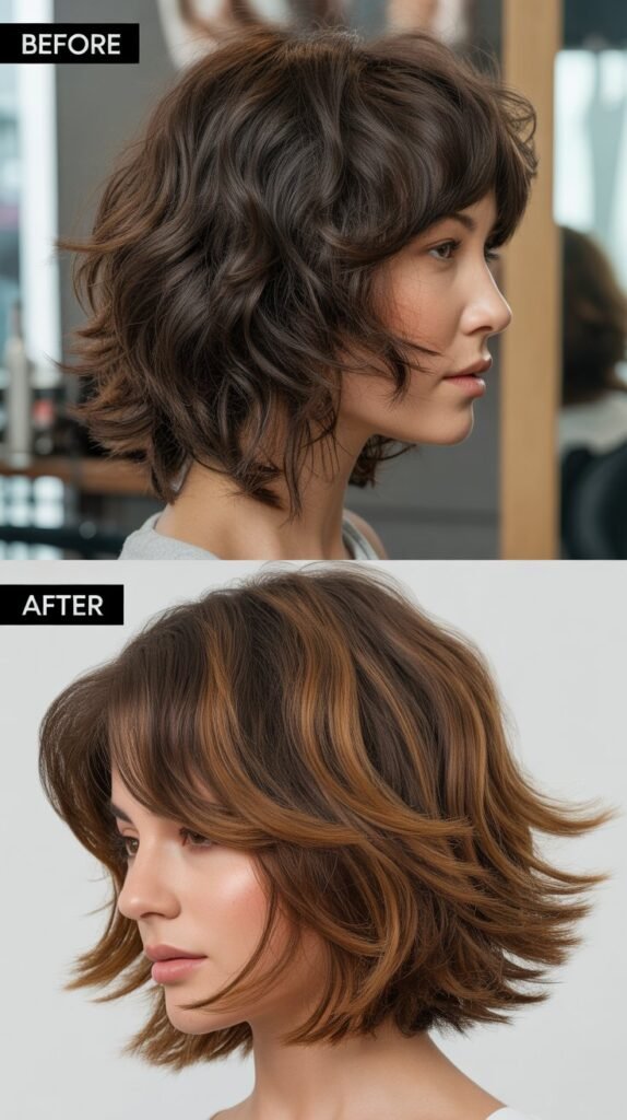 17. Shaggy Choppy Bob for Thick Hair