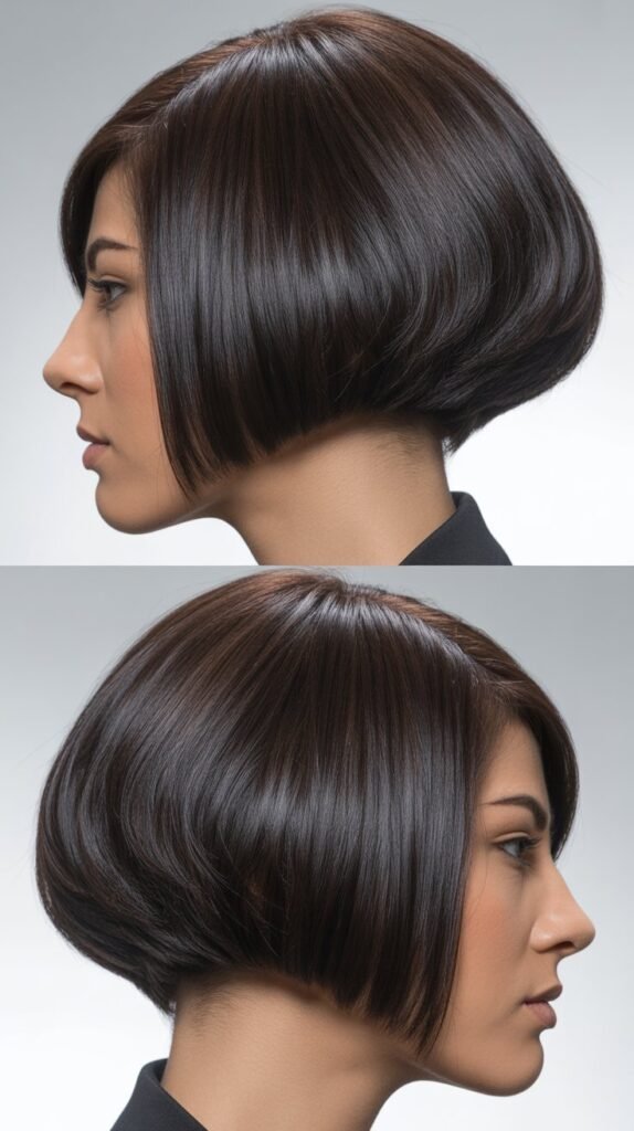 8. Sleek Inverted Bob with Graduated Stacking