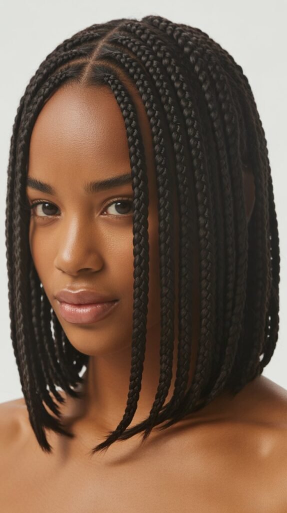 8. Protective Long Bob with Box Braids