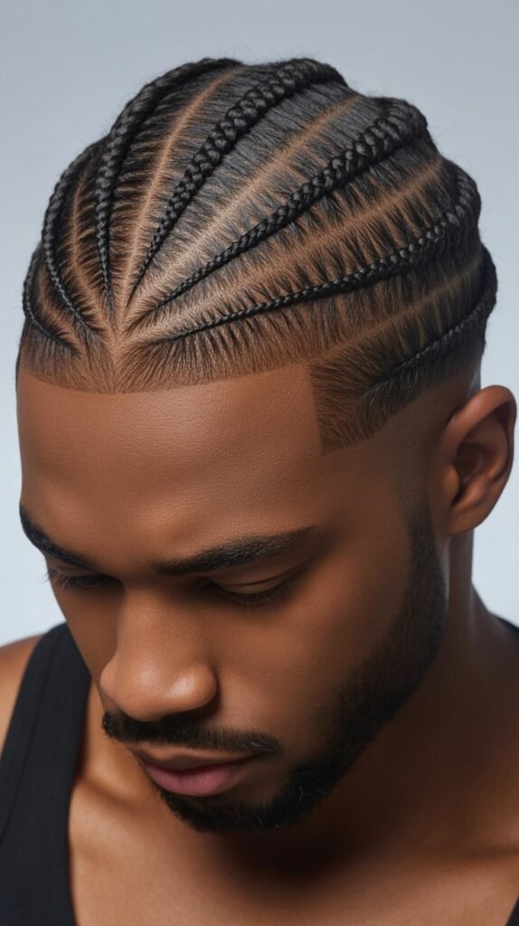 7. Low Taper Fade with Cornrows