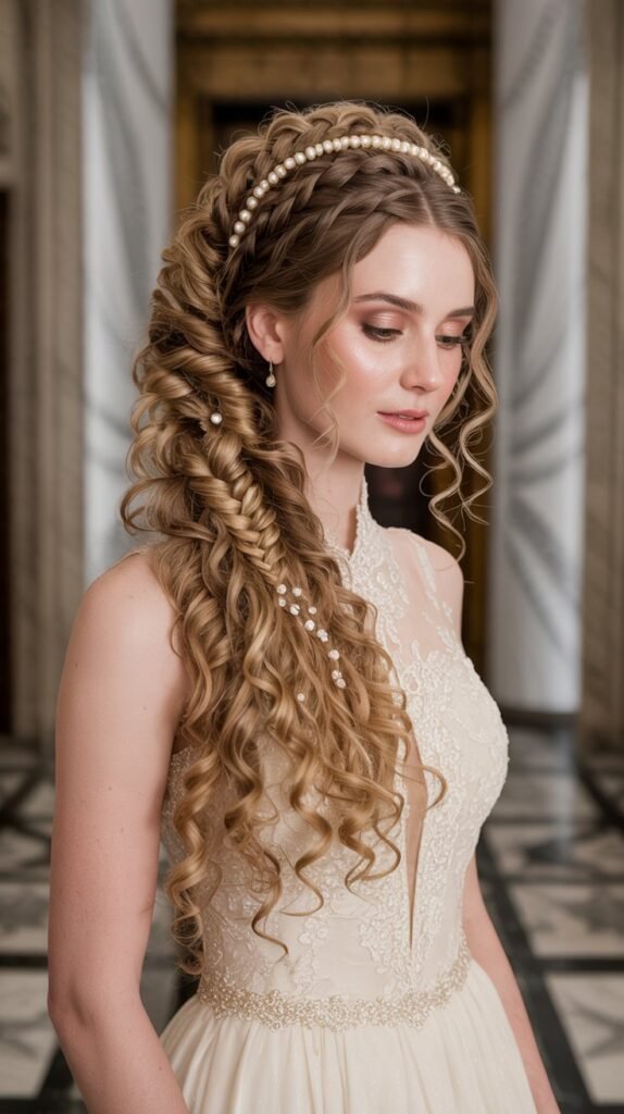 16. Braided Updo with Curly Texture