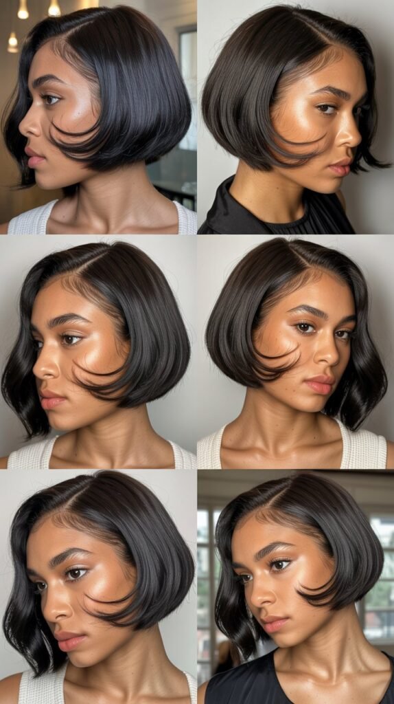 18. Sleek Bob with Deep Side Part