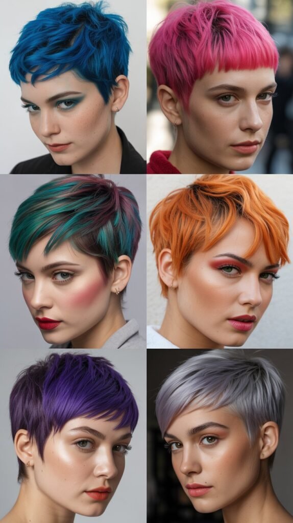 14. Colored Pixie with Bold Hues