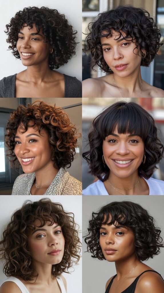 6. Curly Bob with Bangs