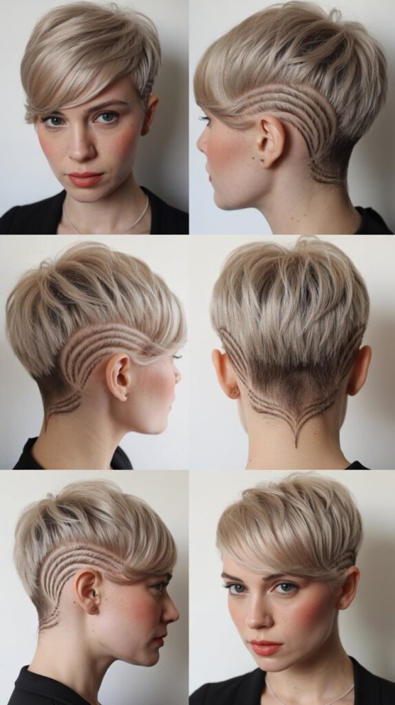 28. Pixie With Nape Detail And Swooped Bangs