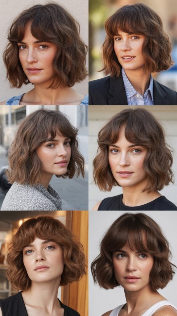  Wavy Lob with Curtain Bangs
