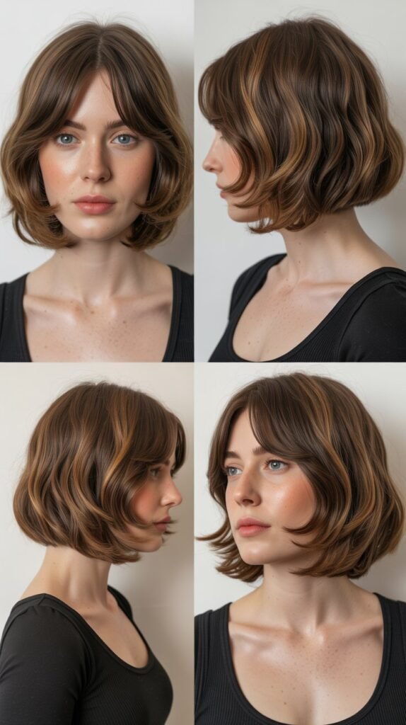 21. Layered Bob with Curtain Bangs