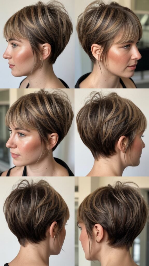 20. Pixie With Crown Volume And Fringe Bangs