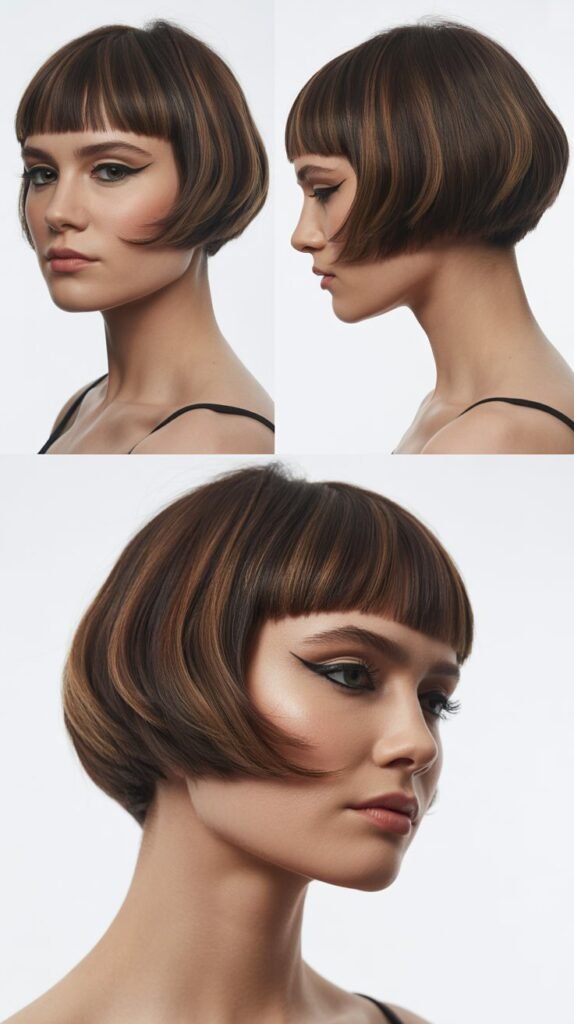 12. Layered Bob with Blunt Bangs