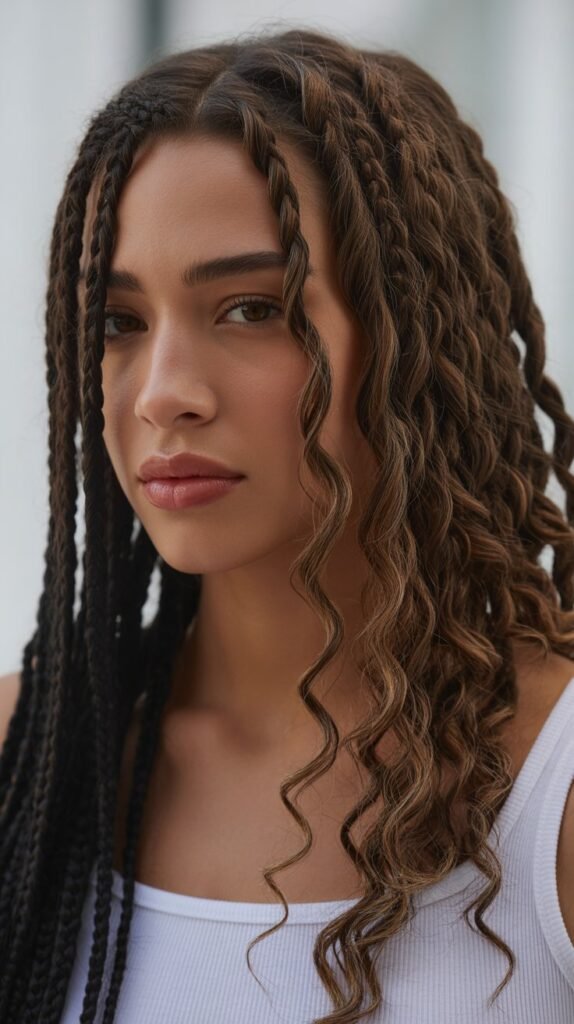 24. Goddess Locs-Style Box Braids with Cornrows
