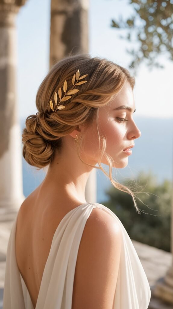 10. Grecian-Inspired Twisted Low Bun