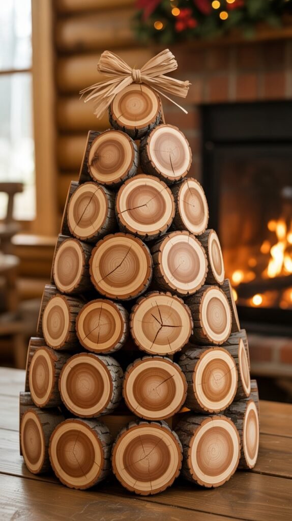 21. Wooden Slice Christmas Tree
