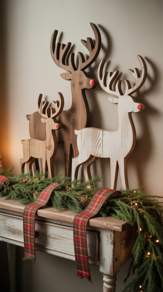 10. Wooden Reindeer Decorations