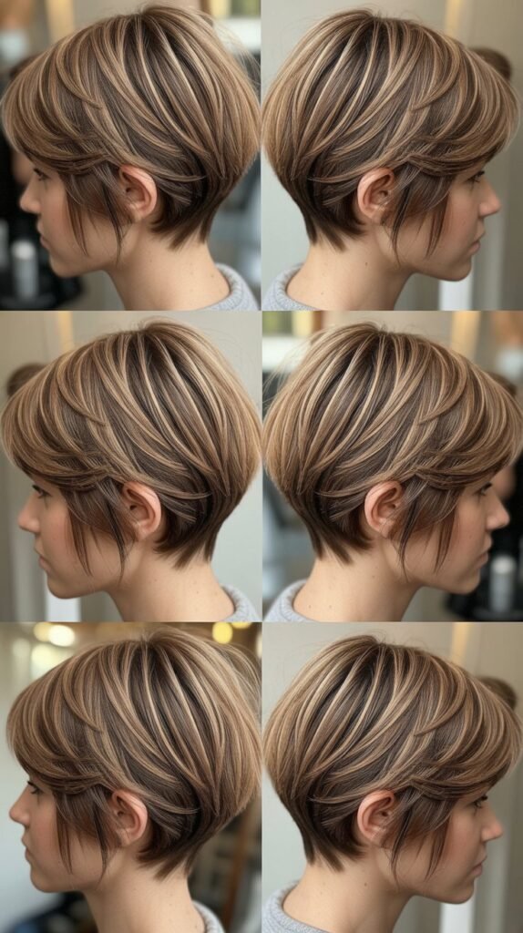 2. Textured Stacked Inverted Bob with Razored Ends