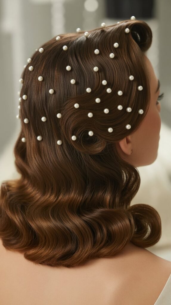 34. Half-Up with Pearl Pins