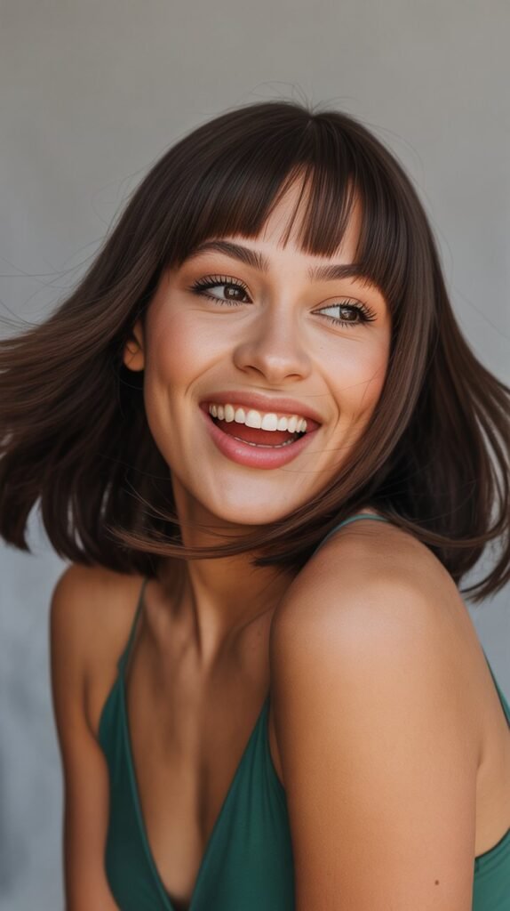 19. Long Bob with Swoopy Bangs