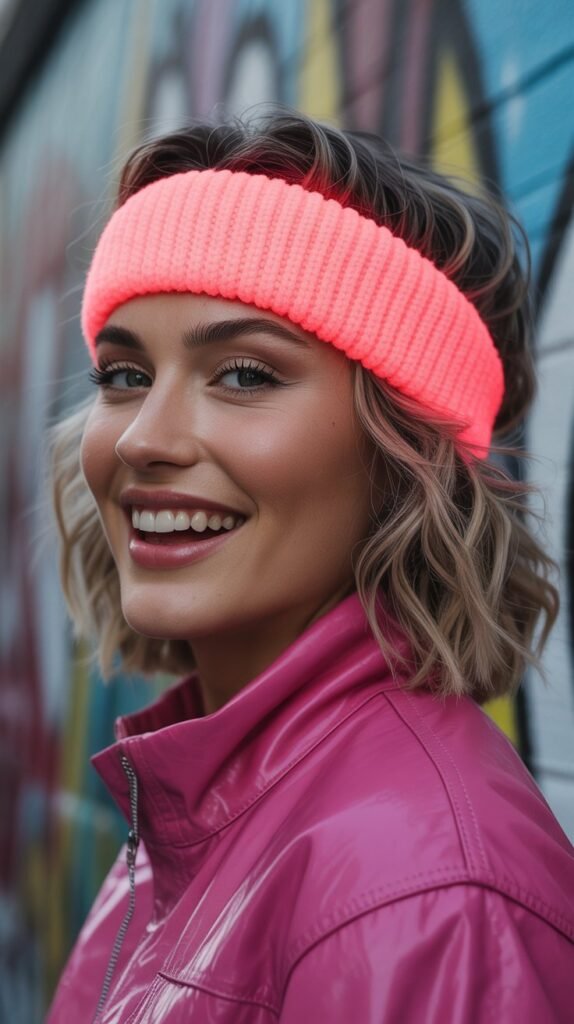 26. Crimped Texture with Thick Neon Headband