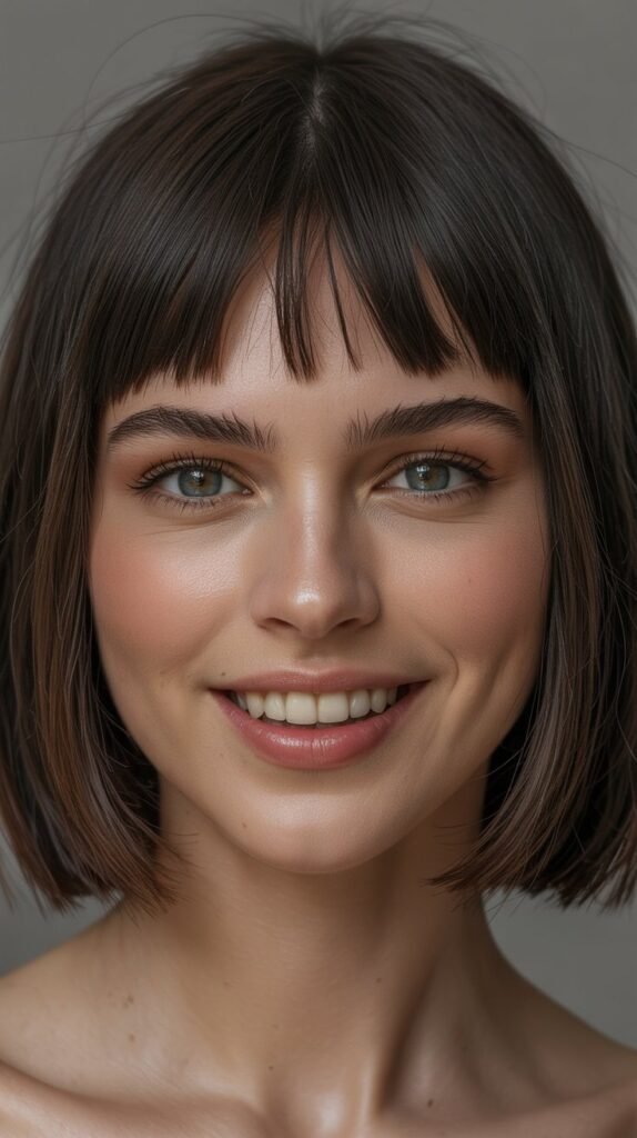 18. Blunt Long Bob with Micro Bangs