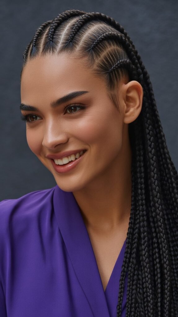 8. Asymmetrical Design: More Cornrows on One Side