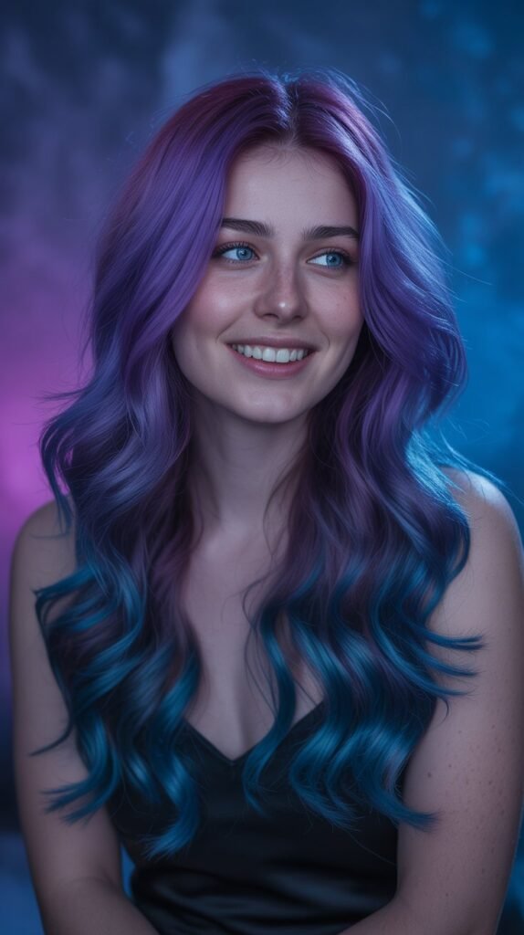 2. Purple and Blue Ombre Galaxy Hair