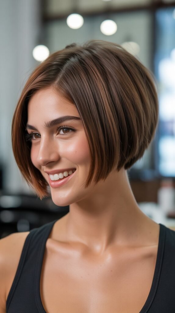 1. Classic Short Stacked Inverted Bob