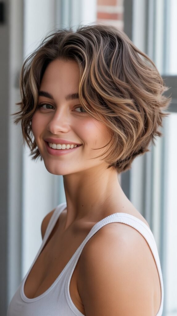  Textured Stacked Bob with Razored Ends